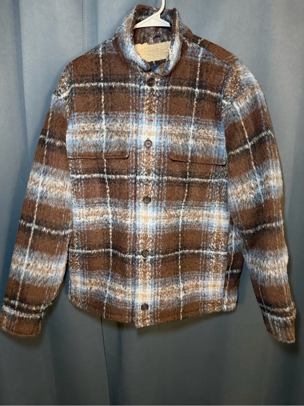 Abercrombie & Fitch Plaid Heavy Sherpa Jacket Men’s Large New